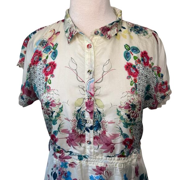JOHNNY WASs  Lubello Parker Silk Patchwork Shirt Dress Multi Size Small - Picture 9 of 14